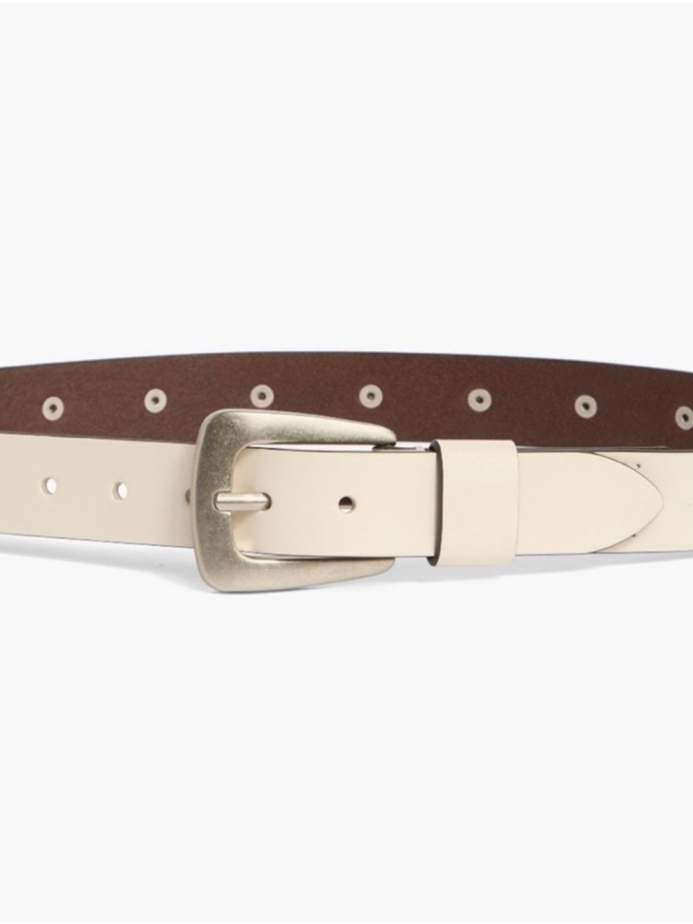 All Saints Flat studded belt cream color
